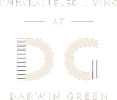 A black and white image with the words "Unparalleled Living at DG Darwin Green".