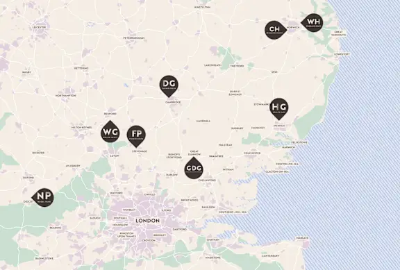 A map with various labels such as NP, WC, FP, DG, and HG.